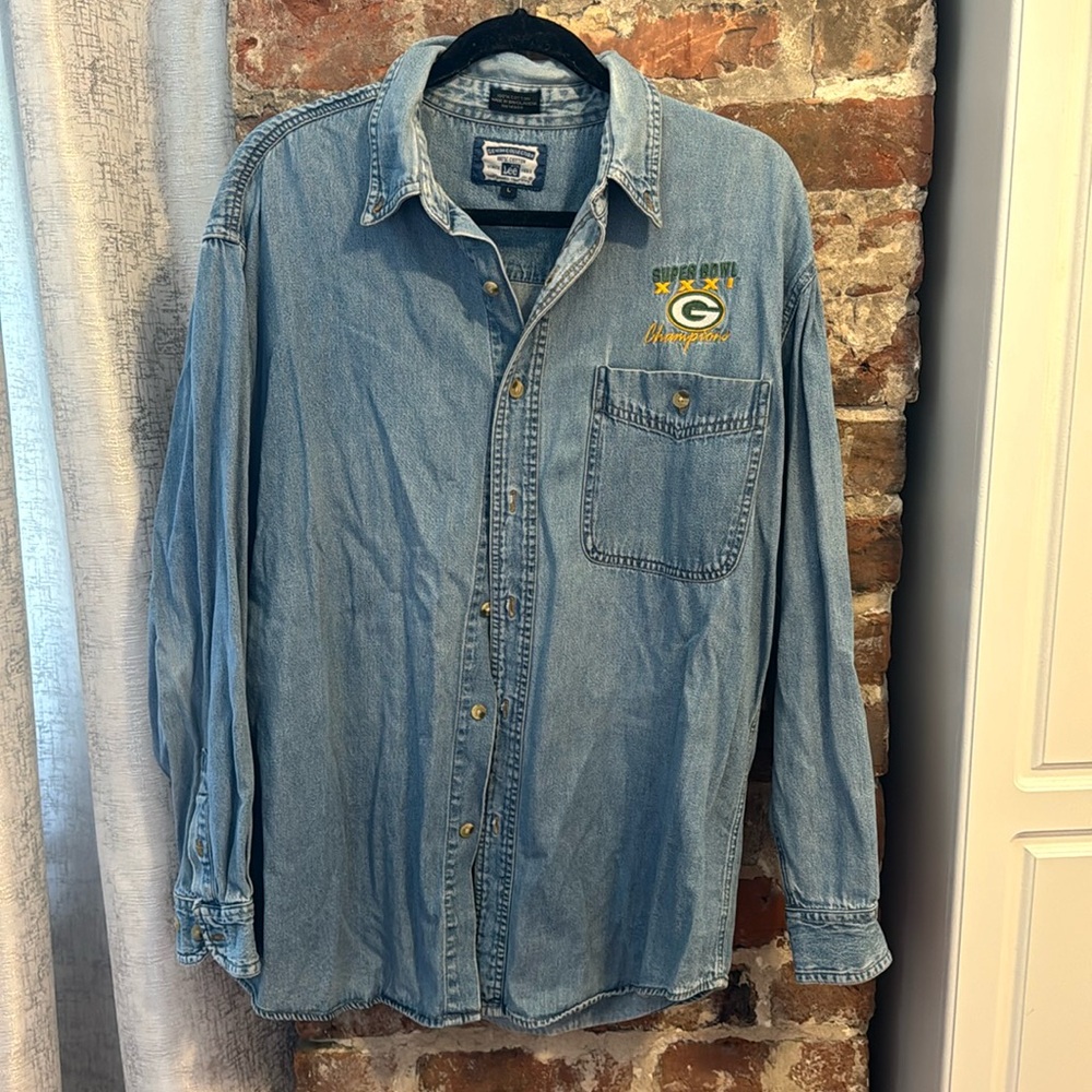 Vintage 1990s Denim Men’s Large Packers Shirt